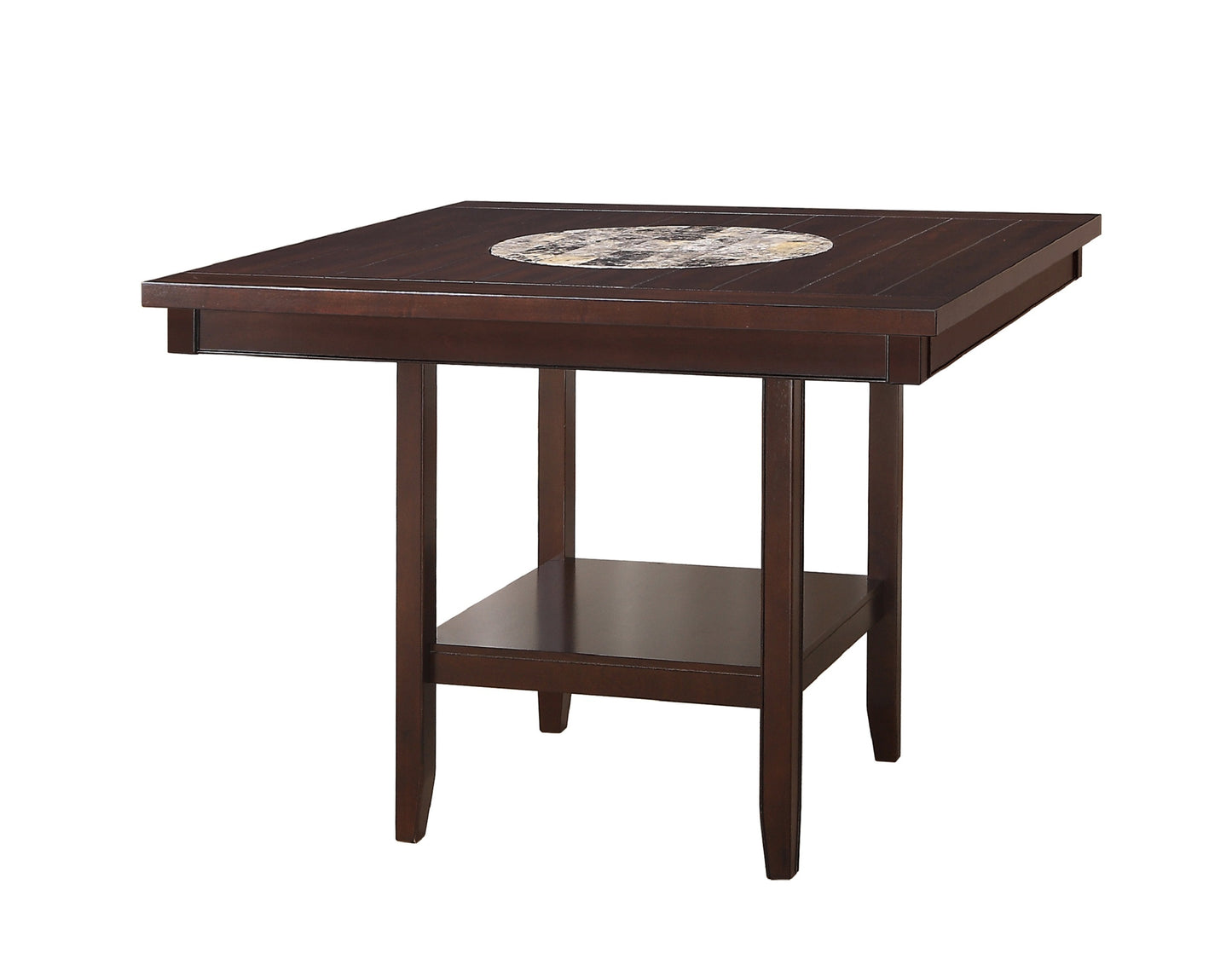 Counter Height Dining Table With Lazy Susan Brown Finish