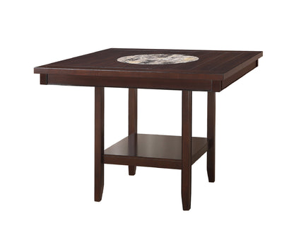 Counter Height Dining Table With Lazy Susan Brown Finish