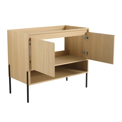 36-Inch Modern Freestanding Bathroom Vanity with Dual Soft-Close Cabinet Doors (KD-Packing) - Sink Not Included