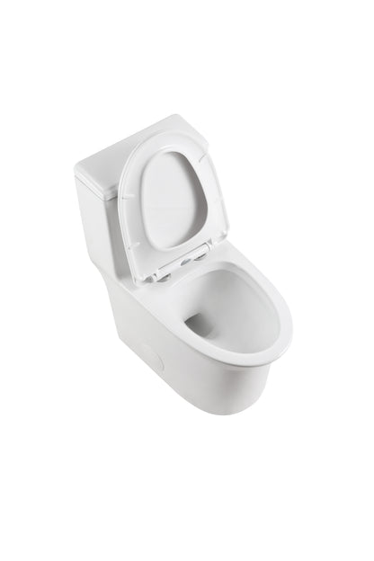 Elongated Comfort Height One-Piece Toilet with Quiet Dual-Flush System, CUPC & WaterSense Certified, White Ceramic, Soft Close Seat