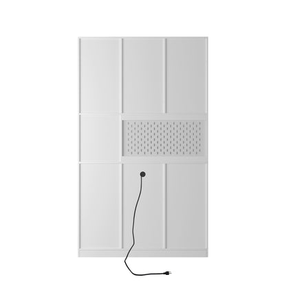 Modern 74" White Kitchen Pantry Cabinet with Charging Station and Microwave Stand - Versatile Buffet Sideboard with Storage Drawers for Dining Room and Living Room