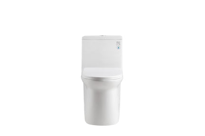 Elongated Comfort Height One-Piece Toilet with Quiet Dual-Flush System, CUPC & WaterSense Certified, White Ceramic, Soft Close Seat