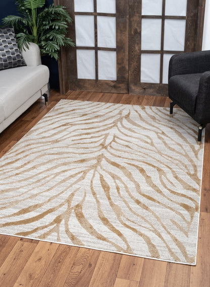 2 ft x 3 ft Polyester Area Rug, Low-Pile, Stain-Resistant, Kid and Pet Friendly, Living Room Gold