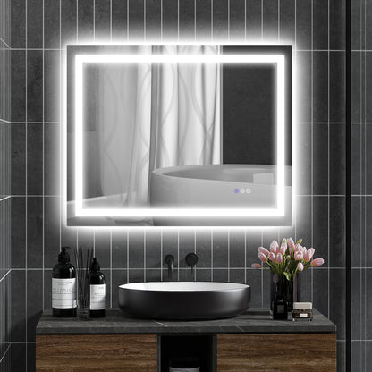 HOMCOM Backlit LED Vanity Mirror for Bathroom, 39" x 32", Anti-Fog, Memory Function, Dimmable Color Temperature, Wall Mounted, Versatile Orientation