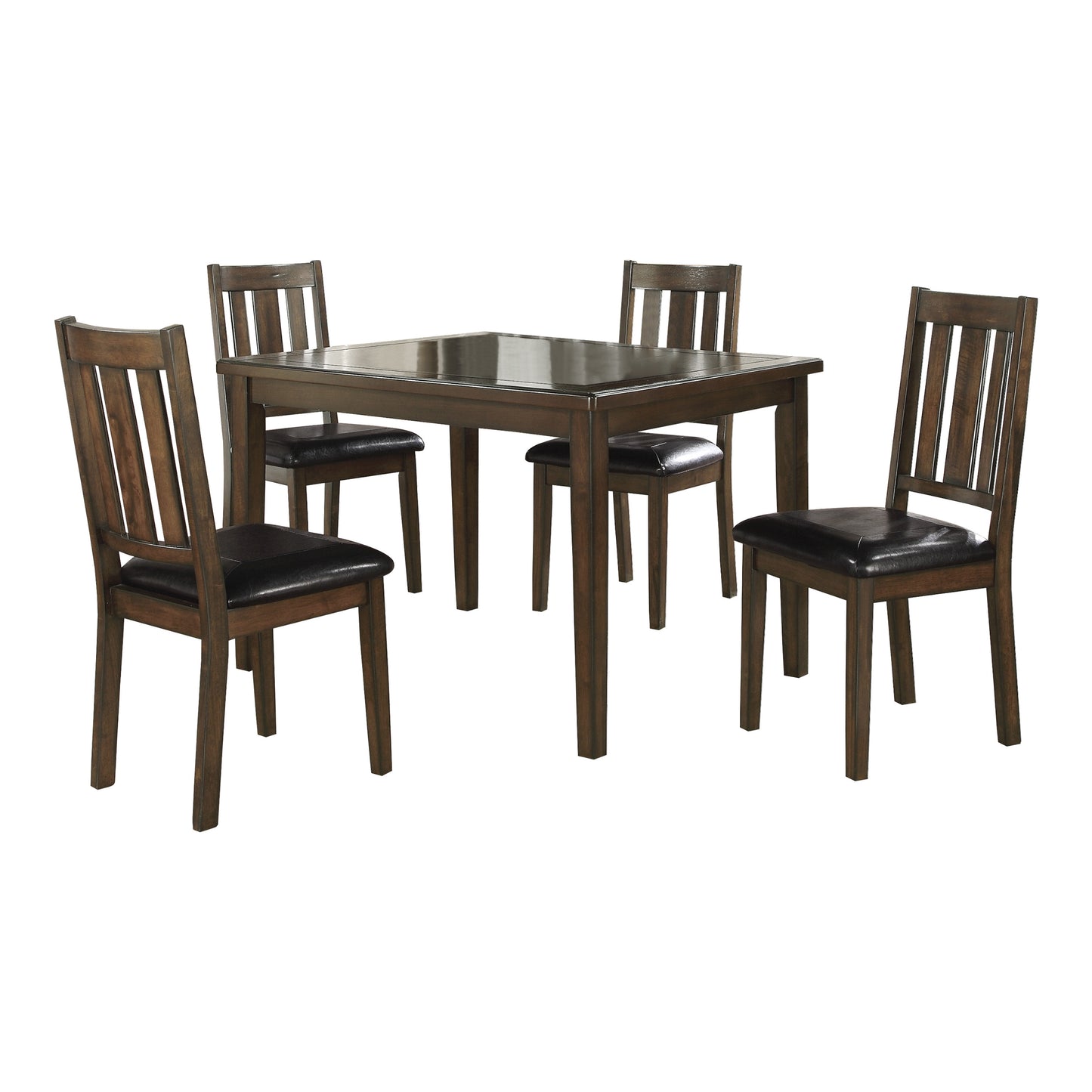Five Piece Dining Set Dinette Dark Brown Cherry Finish