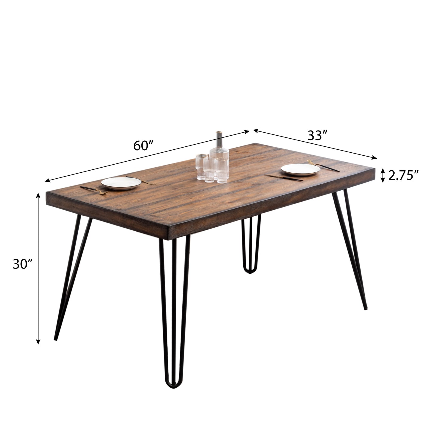 Six Piece Dining Set With Hairpin Table Color Options