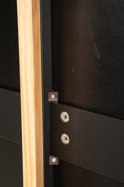 Mobile Kitchen Island with Rubber Wood Top, Adjustable Shelves & Spice Rack - Black-Beech Finish