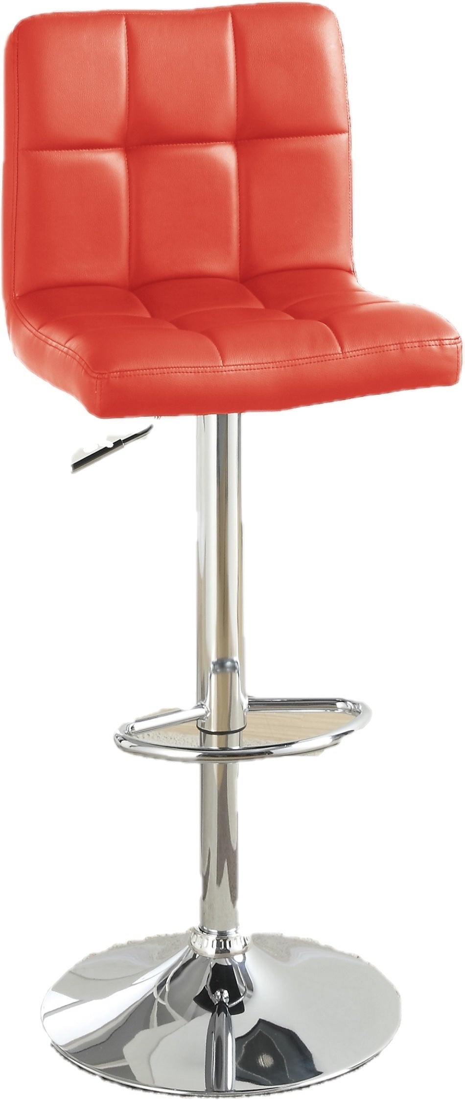Red Faux Leather Bar Stools Set of 2 Adjustable Gas Lift