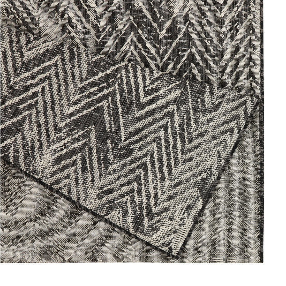 Indoor/Outdoor Area Rug 5'3 x 7'3, Flatweave Polypropylene, Stain-Resistant Anthracite