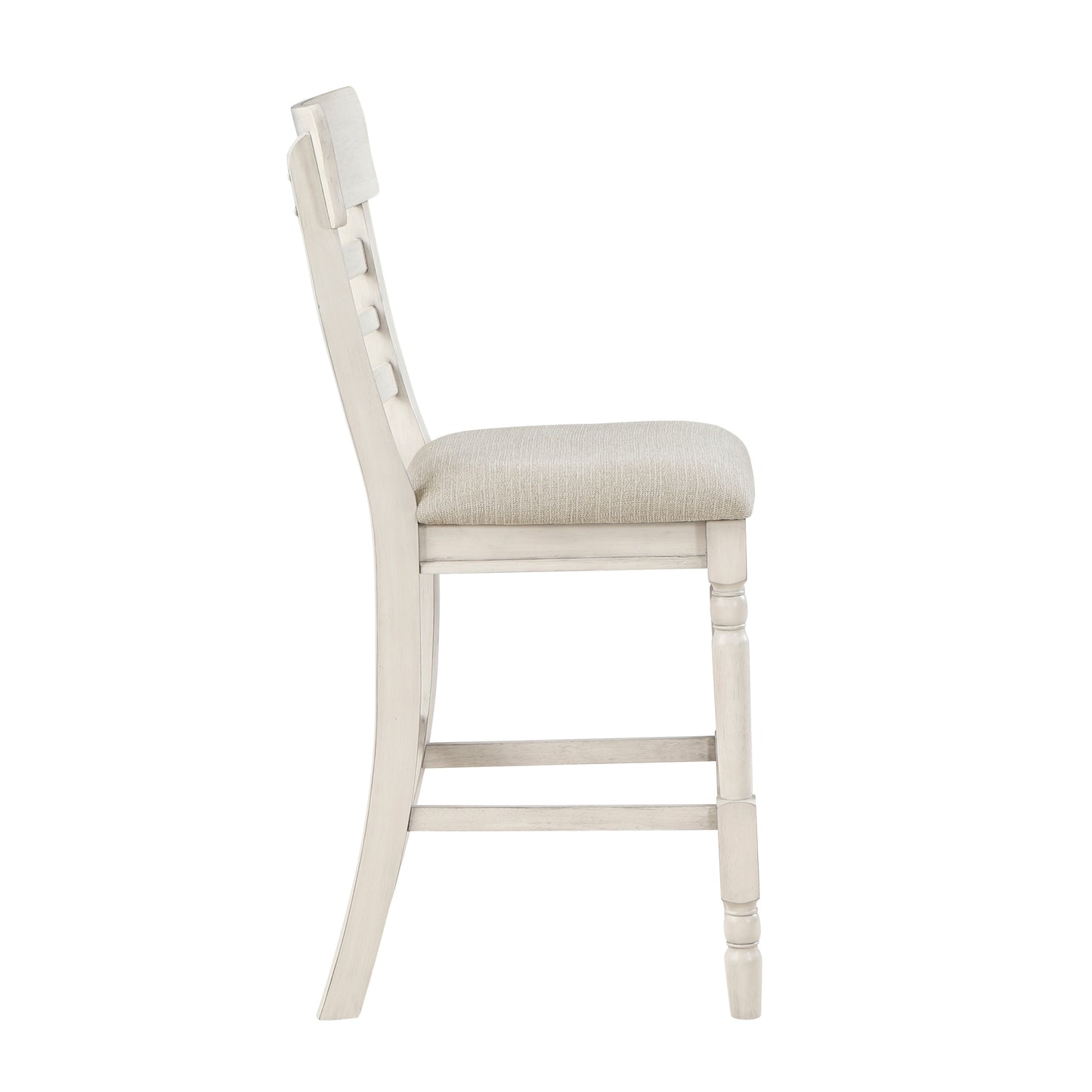 Antique White Finish Set of 2 Counter Height Chair Farmhouse Style Fabric Upholstered Seat Wooden Furniture Dining Chairs