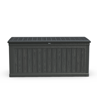 260 Gallon Outdoor Storage Deck Box For Patio Furniture Cushions Garden Tools Pool Lockable Waterproof Resin XXL Black