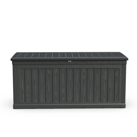 260 Gallon Outdoor Storage Deck Box For Patio Furniture Cushions Garden Tools Pool Lockable Waterproof Resin XXL Black