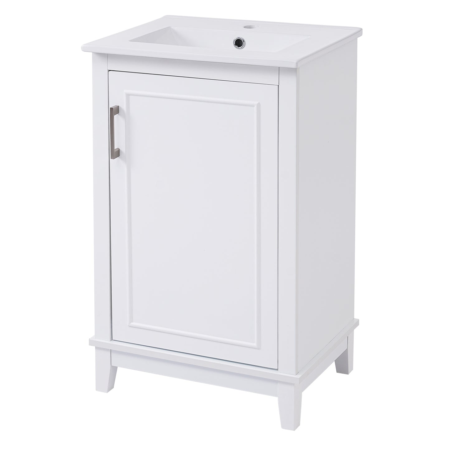 Compact 20-Inch Contemporary Bathroom Vanity with Ceramic Sink and Soft-Close Door