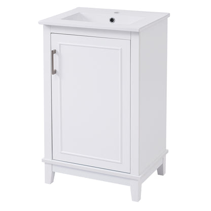 Compact 20-Inch Contemporary Bathroom Vanity with Ceramic Sink and Soft-Close Door