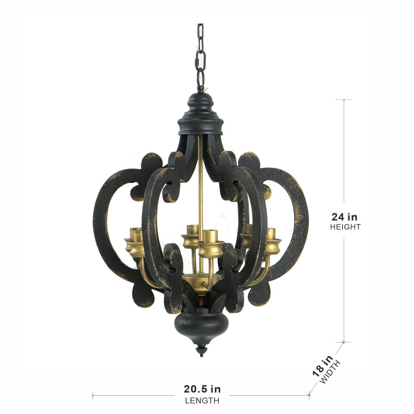 6-Light French Country Farmhouse Pendant Chandelier with 28in Chain for Kitchen antique black finish