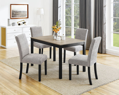 Modern Dining Set Rectangular Table Wood Chairs Black