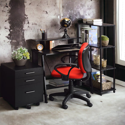 Modern Black Writing Desk with Dual Shelves
