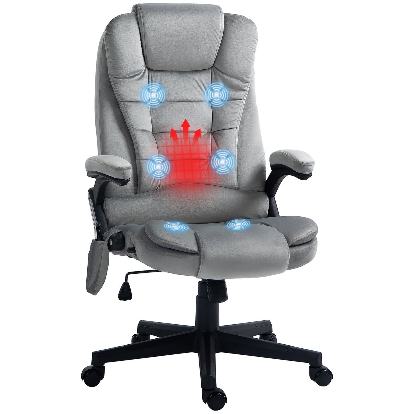 Gray Executive Massage Office Chair with 6-Point Vibration and Lumbar Heating
