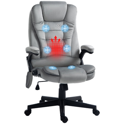 Gray Executive Massage Office Chair with 6-Point Vibration and Lumbar Heating