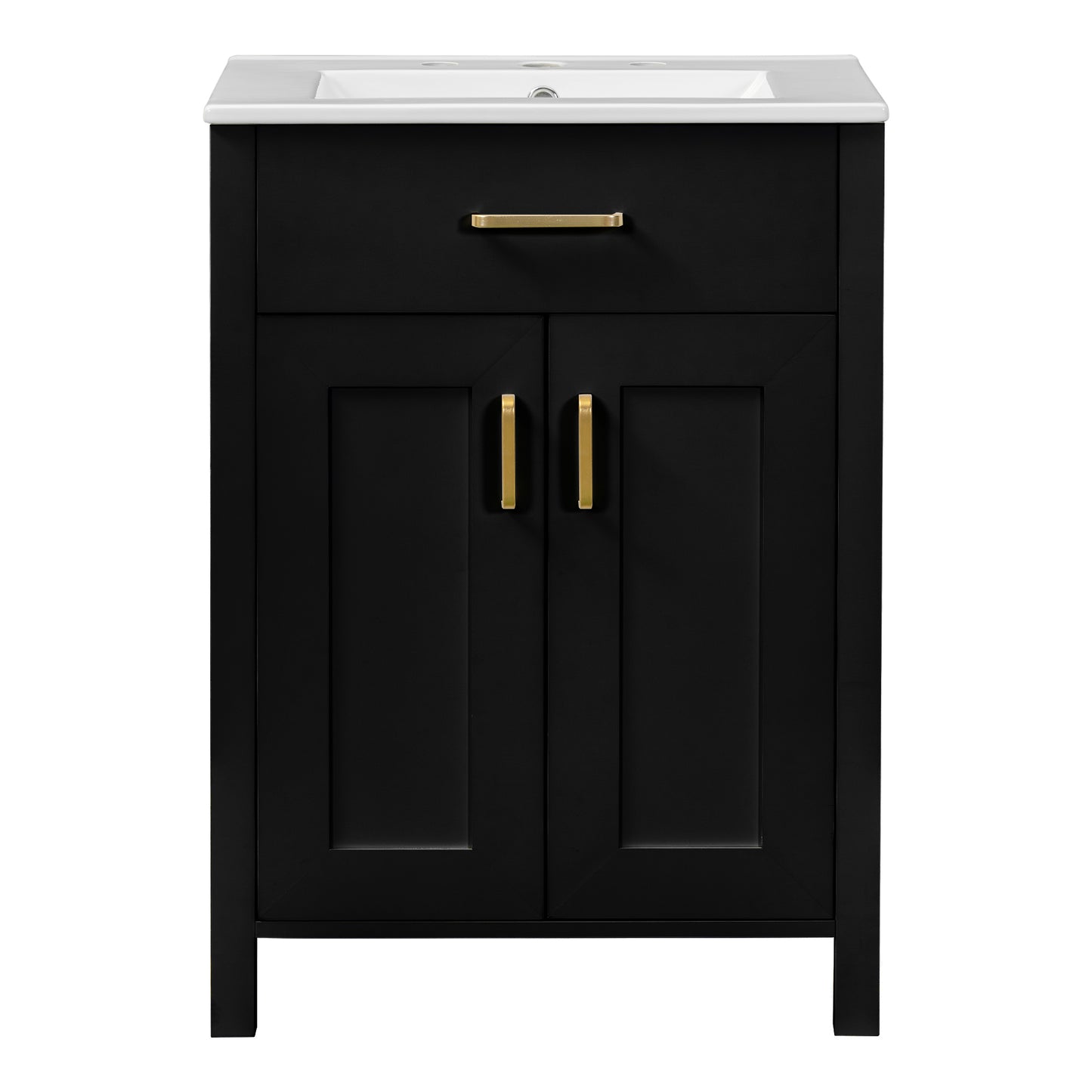 Compact 24" Luxurious Bathroom Vanity Combo with Ceramic Sink and Soft Close Doors