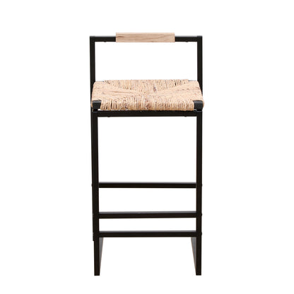 Set Of 2 Counter Height Water Hyacinth Bar Stools With Back