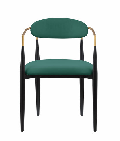 Set of 2 Fabric Upholstered Dining Chairs, Ultra-Modern, 23.75x21x30 in, Seat 19.5 in, Green