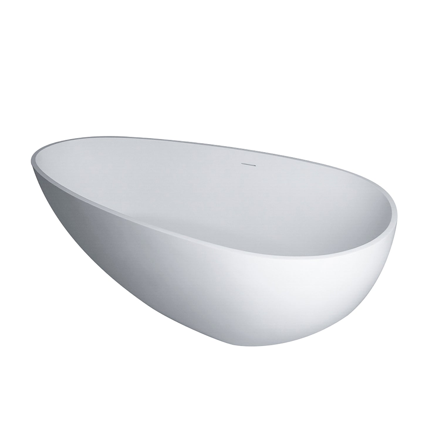 Luxury 67" Freestanding Matte White Bathtub, Solid Surface Soaking Tub with Overflow and Pop-up Drain for Modern Bathrooms