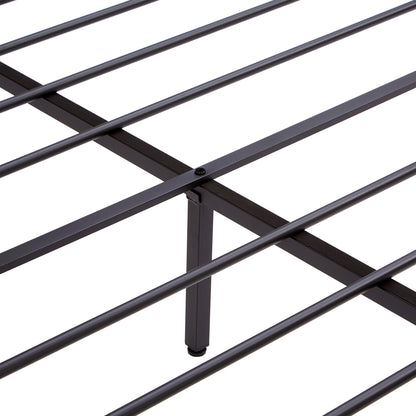 Modern Queen Size Metal Platform Bed Frame with USB Charging, LED Lights & Wooden Accents, No Box Spring Needed, Ample Under Bed Storage, Easy to Assemble