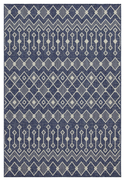 Indoor/Outdoor Flatweave Area Rug, 2'7" x 7'3", Polypropylene Yarn, Stain-Resistant, Durable, Blue