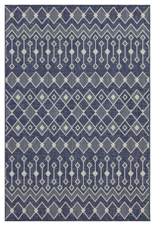 Indoor/Outdoor Flatweave Area Rug, 2'7" x 7'3", Polypropylene Yarn, Stain-Resistant, Durable, Blue