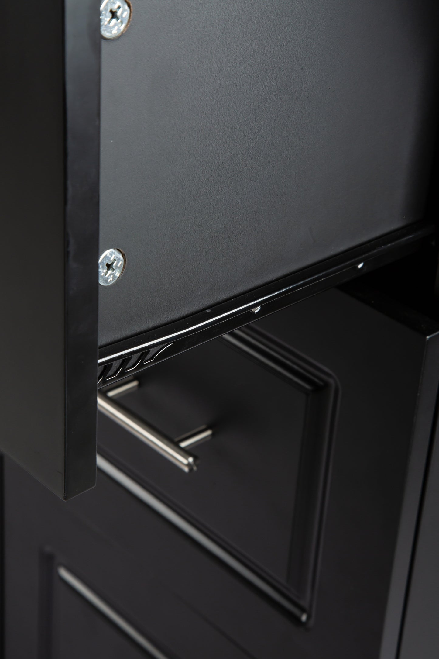 Mobile Kitchen Island with Rubber Wood Top, Adjustable Shelves & Spice Rack - Black-Beech Finish