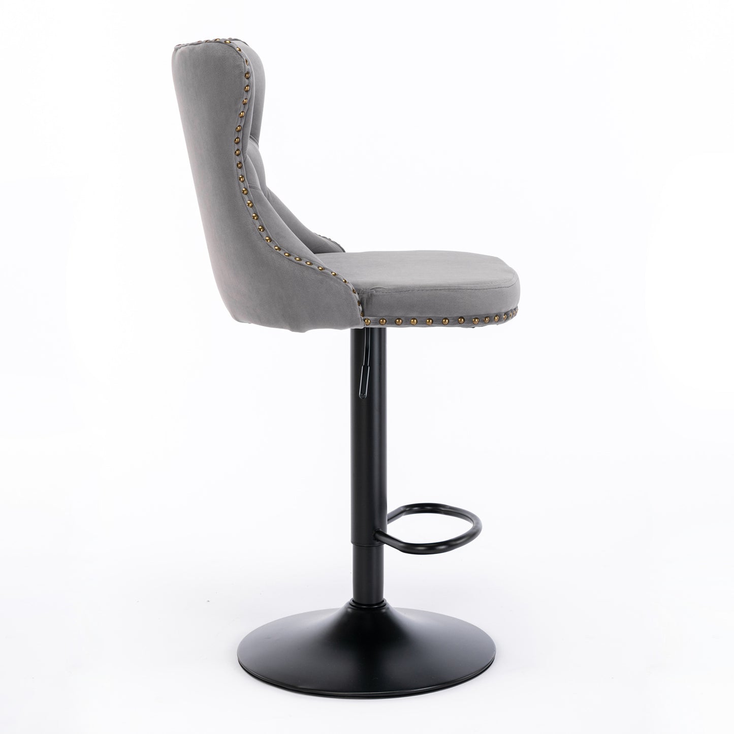 AA Velvet Swivel Bar Stools Adjustable 25 33 Gray Set of 2