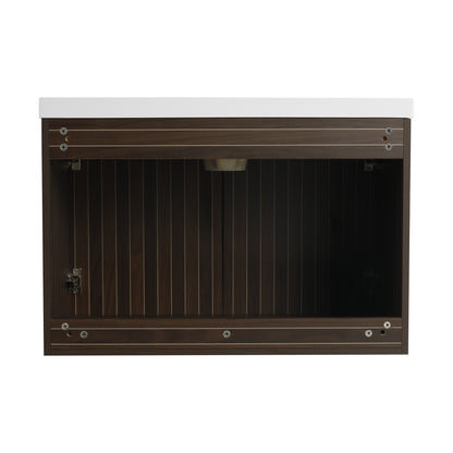 30-Inch Wall-Mounted Modern Bathroom Vanity with Eco-Friendly Resin Sink and Soft-Close Doors