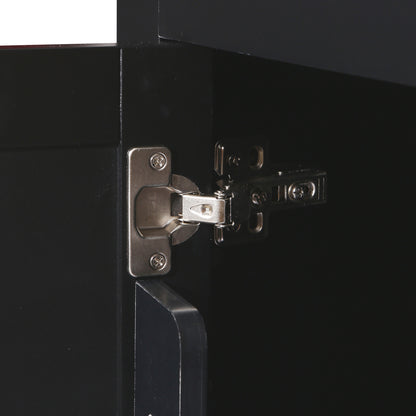 Black Kitchen Island Cart with Drop-Leaf Rubber Wood Top, Storage Cabinet, and Rolling Wheels