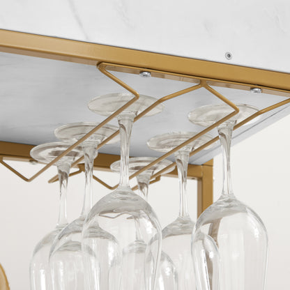 Elegant Six Tier Rolling Bar Cart Wine Rack Glass Holder