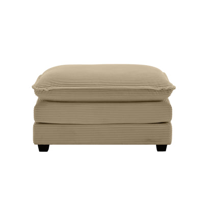 Corduroy Ottoman Footstool for Living Room, 37x22.8x19.3, Fits 2-4 Seater Sofas, Modern Retro Style, Tan