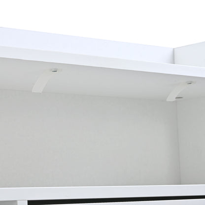 Stylish Modern White Shoe Cabinet with 4 Flip Drawers, 2-Tier Shoe Storage Organizer for Entryway, Space-Saving Free Standing Rack