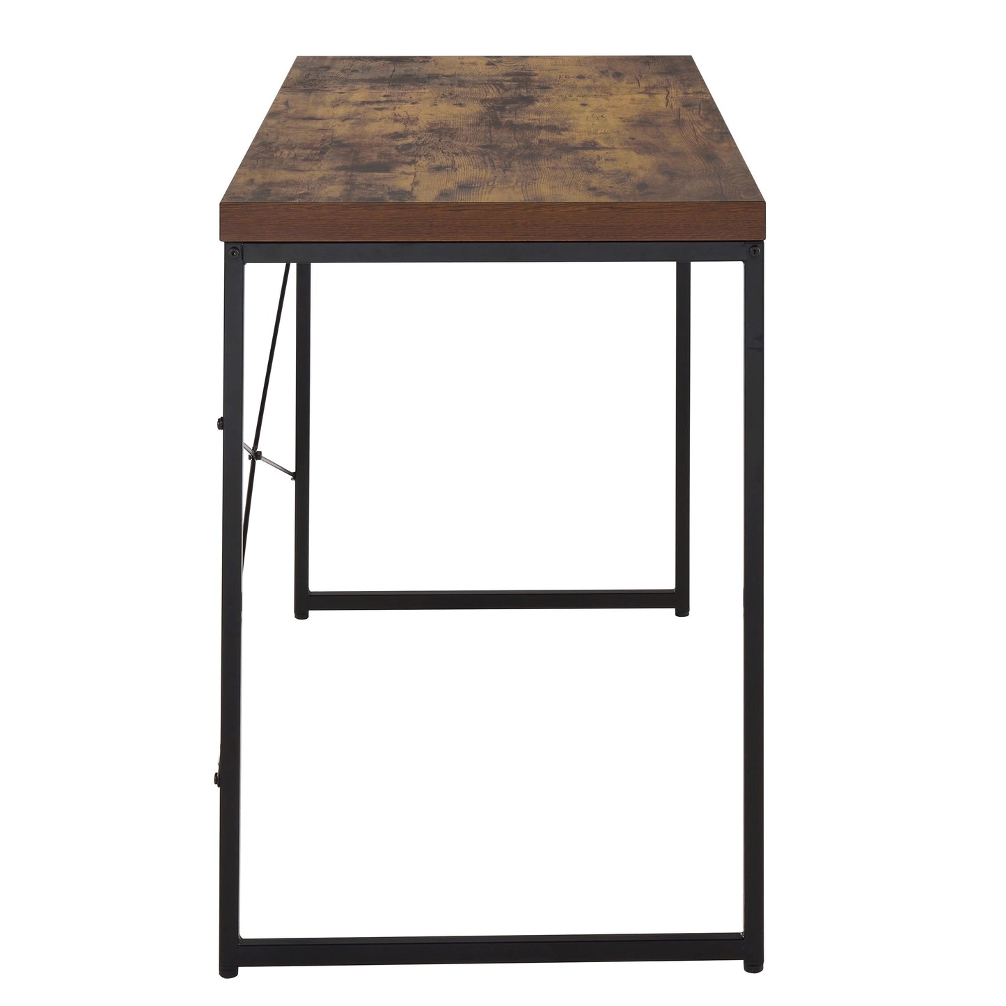 Industrial-Style Weathered Oak Writing Desk with Sleek Metal Base