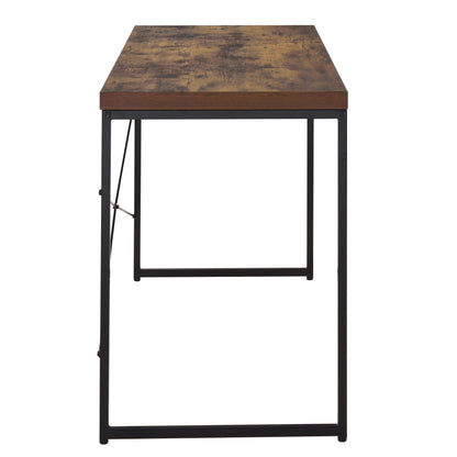 Industrial-Style Weathered Oak Writing Desk with Sleek Metal Base