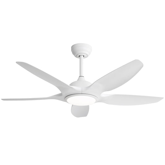 48-Inch Ceiling Fan with Dimmable LED Light, Remote, DC Motor, 6-Speed Reversible, ABS Blades - White