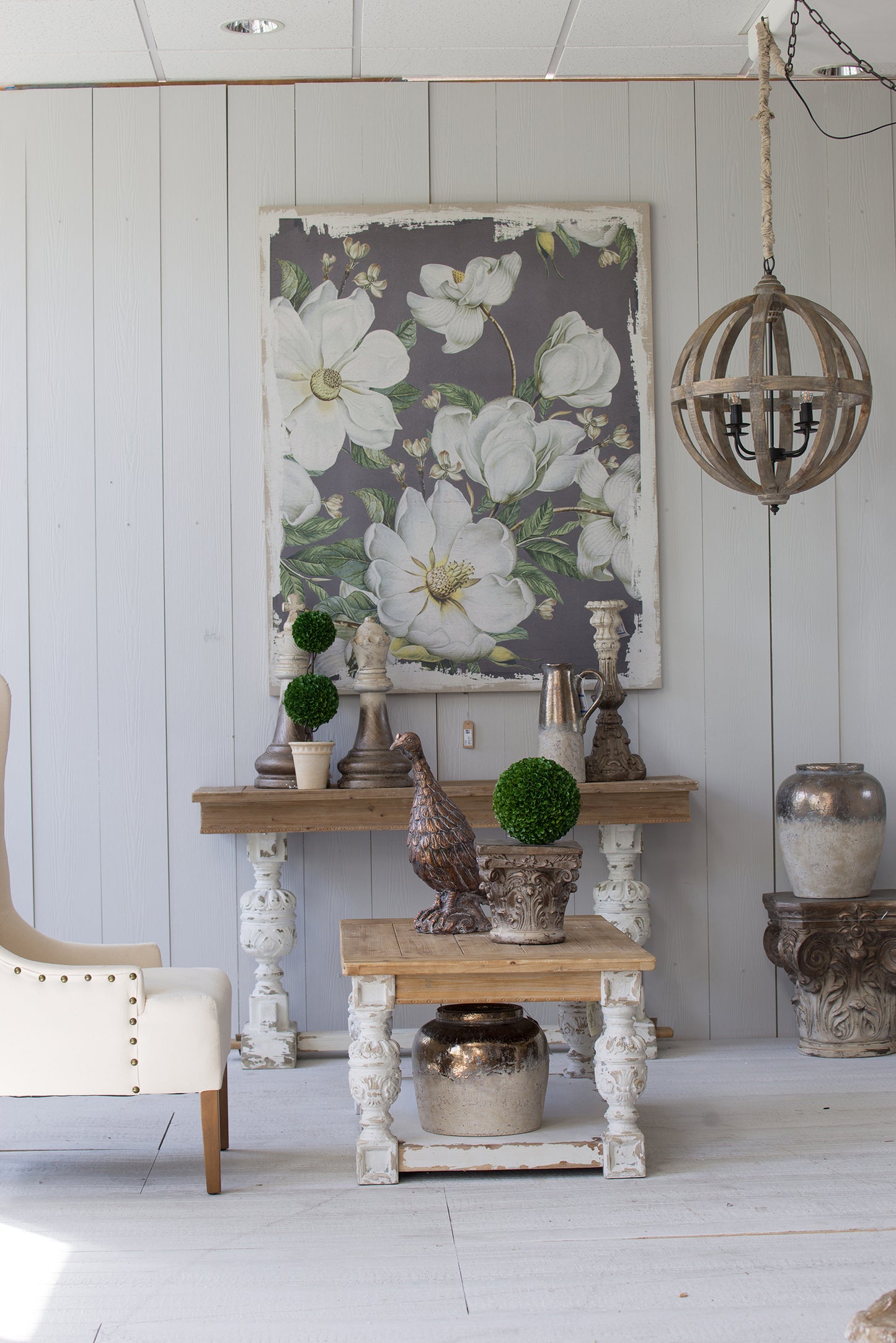 4-Light Wood Chandelier with Adjustable Chain for Kitchen, 22x22x29 in, Bulbs Not Included, Brown Finish