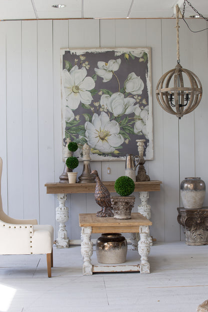 4-Light Wood Chandelier with Adjustable Chain for Kitchen, 22x22x29 in, Bulbs Not Included, Brown Finish