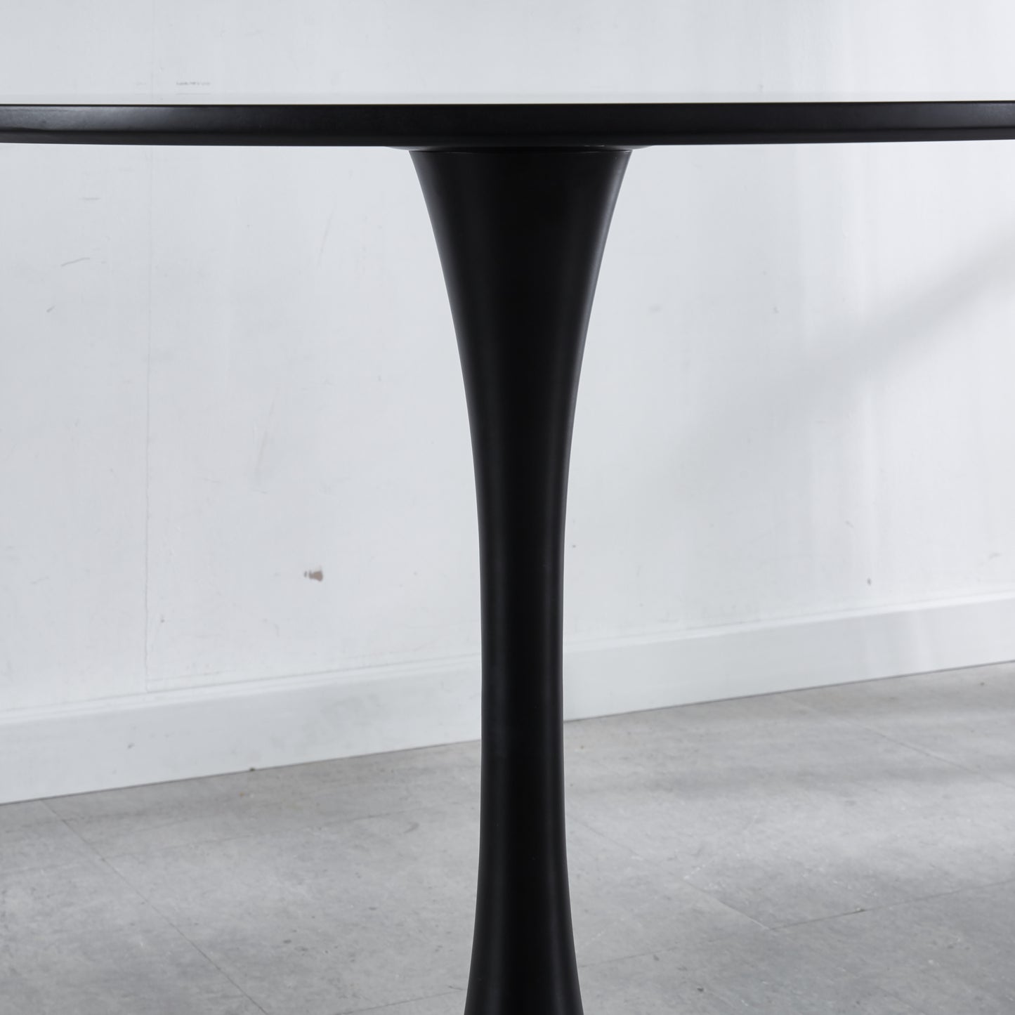 Round Dining Table 42in Pedestal MDF Seats 4 6 Matte Black