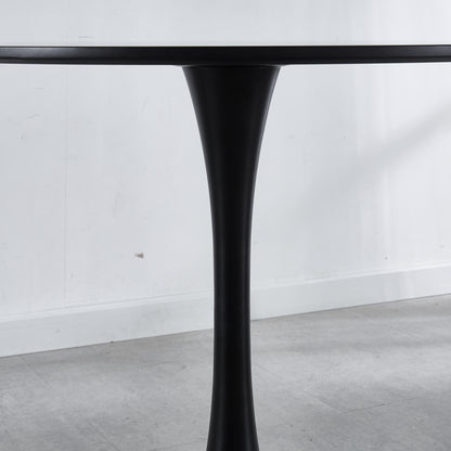 Round Dining Table 42in Pedestal MDF Seats 4 6 Matte Black