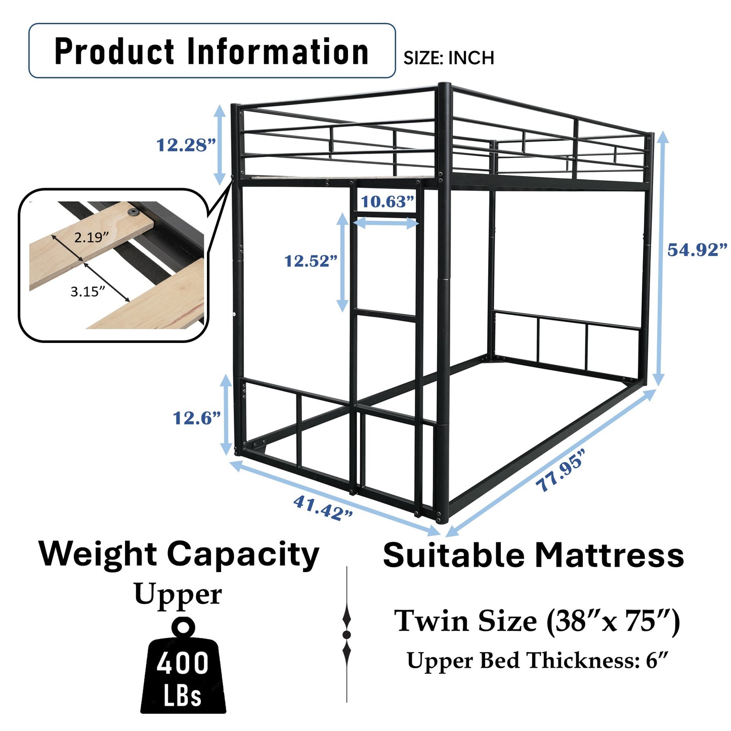 Space-Saving Twin Over Twin Bunk Bed for Kids