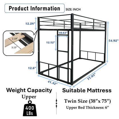 Space-Saving Twin Over Twin Bunk Bed for Kids