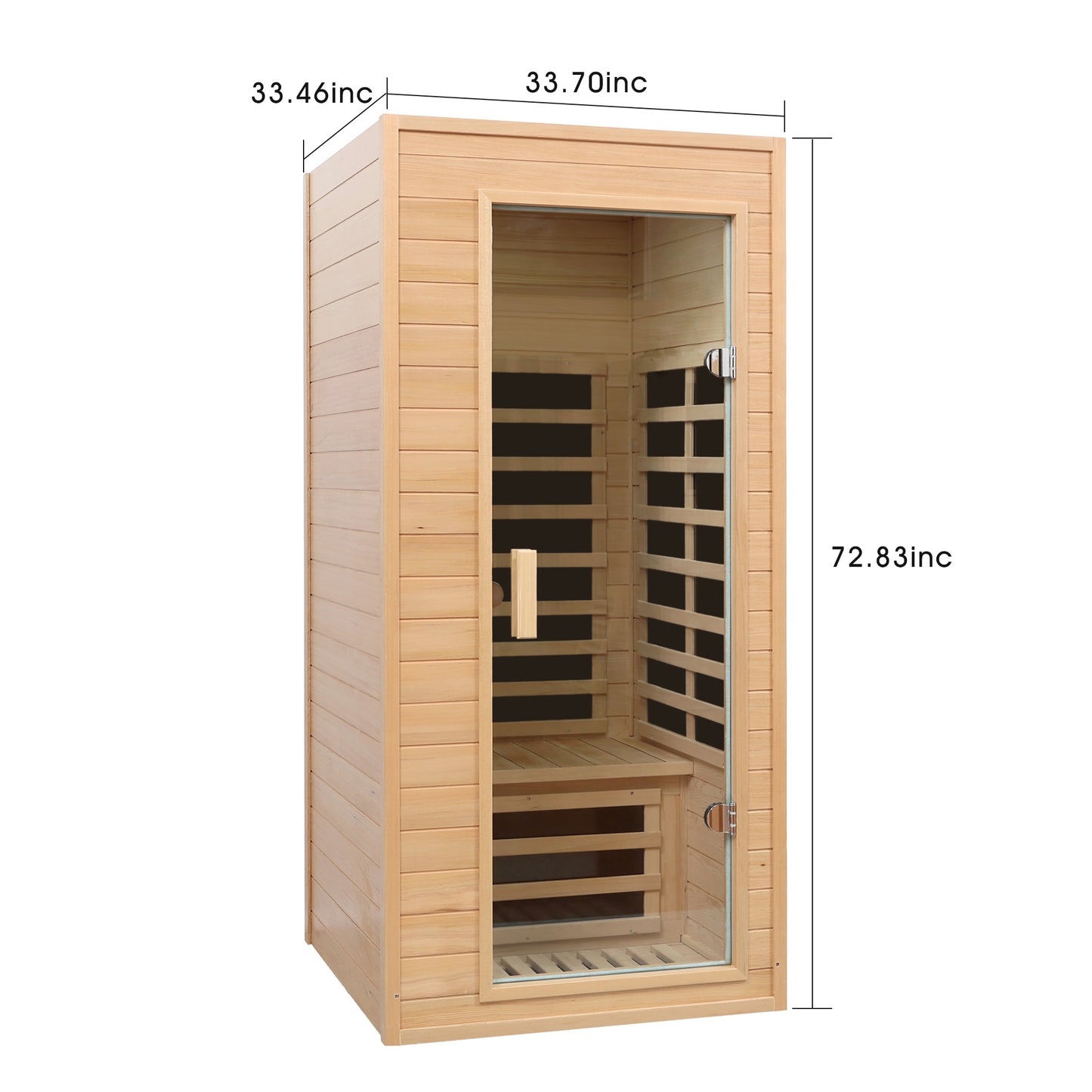 One-Person Far Infrared Indoor Sauna Room, 1290W, 5 Heaters, Hemlock Wood, Bluetooth, Natural