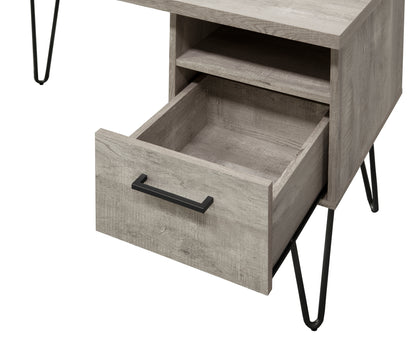 Modern Grey Oak Writing Desk with Storage Solutions