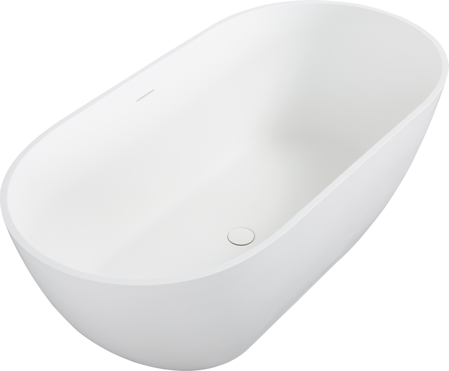 Luxury 69" Solid Surface Freestanding Soaking Bathtub - Handcrafted Matte White Stone Resin with Overflow and Pop-up Drain