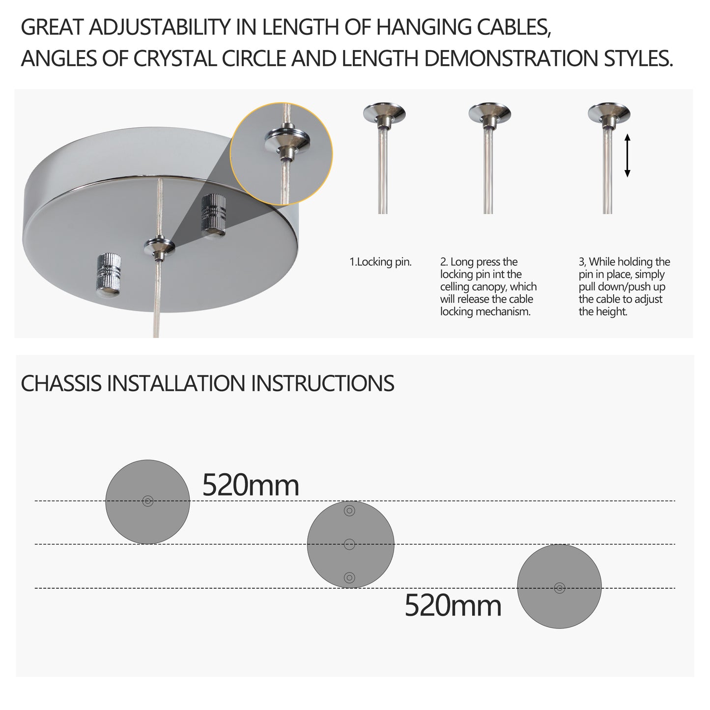 36.2-Inch Dangling Wave Crystal Chandelier, Stainless Steel Frame, LED, 110V, Adjustable Height Chrome